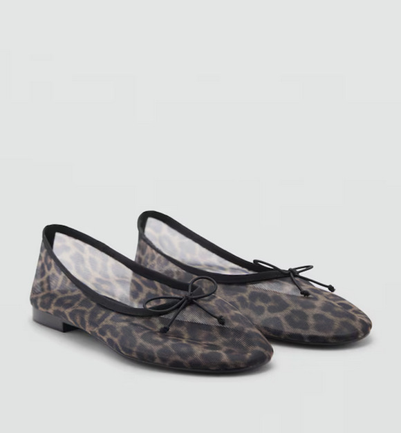 Mango Shoes - NEW MANGO MNG LEOPARD ANIMAL PRINT MESH BALLERINA BALLET FLATS SHOES 38 US 7.5